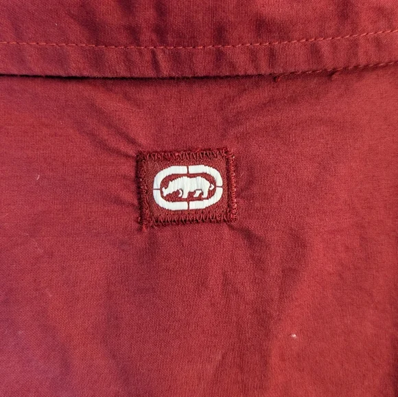 Y2K ECKO Men's Button Down Shirt Long Sleeves Red Gold White Size XL - Picture 6 of 6